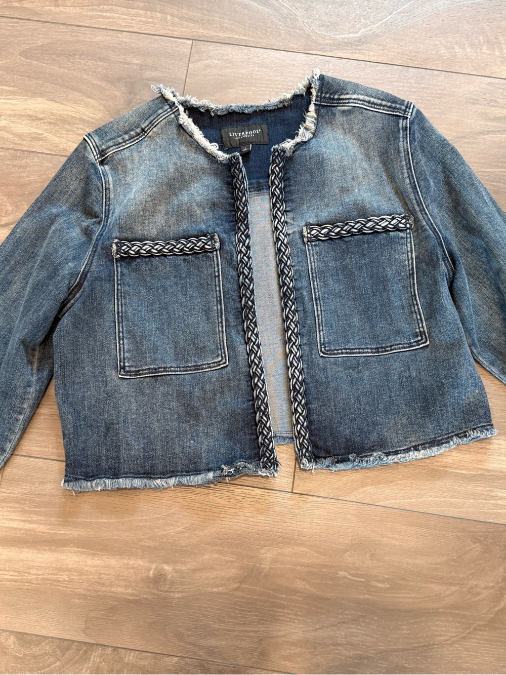 Liverpool Denim Fringe Braided Trim Jacket